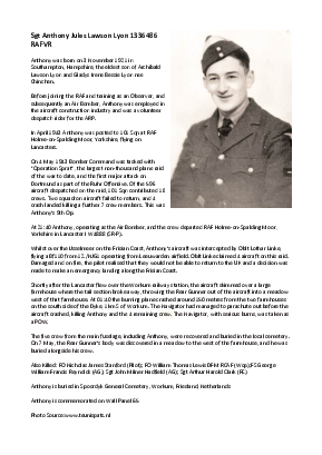 A preview of a PDF biography for Lyon, Anthony Jules Lawson
